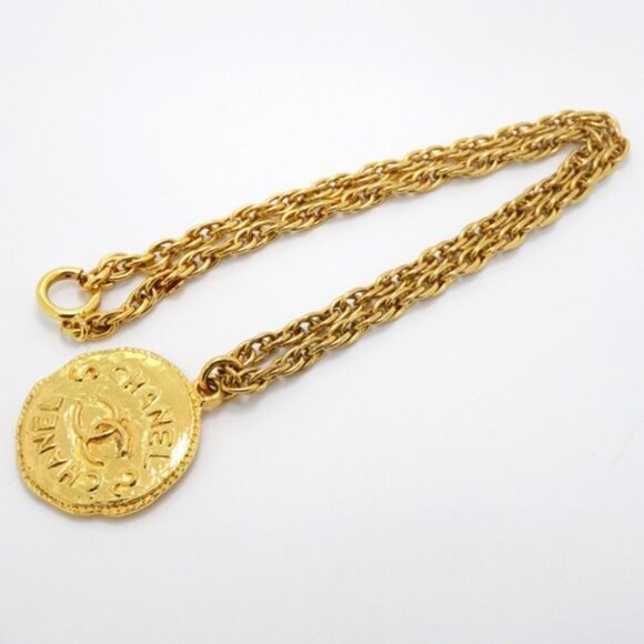 #41  Chanel Necklace Coco Mark Circle GP Plated Gold Ladies - Picture 2 of 16